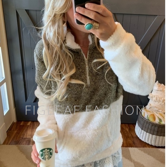 New Boutique Cozy Sherpa Fleece Pullover Jacket - Picture 3 of 4